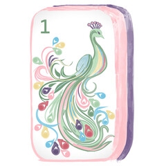 Hand-Painted Mahjong Bamboo Tiles Set &ndash; Watercolor Mahjong Dot Illustration, Cute Bamboo Tile Design for Games and Asian Culture Collections