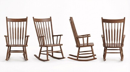 Relax with handcrafted rocking chairs in walnut, perfect for home decor and cozy comfort with timeless appeal