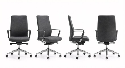 Obraz premium Modern ergonomic office chair provides comfort and support for your workspace in gray fabric finish