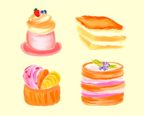 set of different cakes