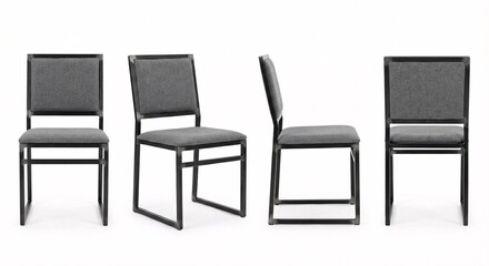 Fototapeta premium Modern gray upholstered chairs in minimalist style perfect for any sleek home or office space