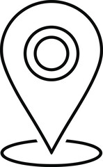Map Location Pin Icon. GPS Navigation, Pointer, and Destination Outline Vector Symbol.