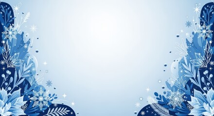 Winter wonderland celebration cozy indoor setting digital illustration frosty blue background artistic viewpoint seasonal concept for holiday cheer and festivity