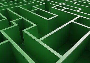 Green Maze Concept with Complex Paths, Challenge and Mystery Concept