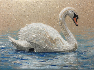 Swan on a Frozen Lake Art