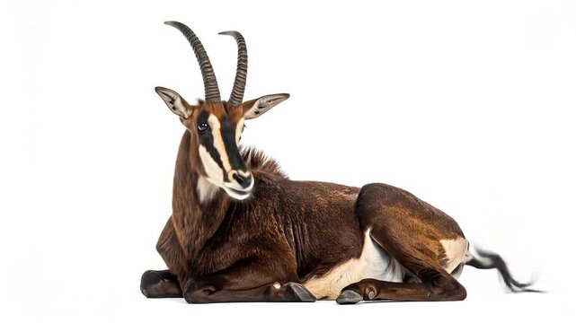 A Sable Antelope Resting and Observing in a Series of Photographic Frames