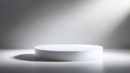 Clean Minimal White Studio Background with Floating Pedestal and Soft Shadows