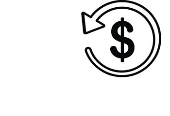 Money Back Guarantee Icon. Dollar Refund and Financial Cycle Outline Vector Symbol.