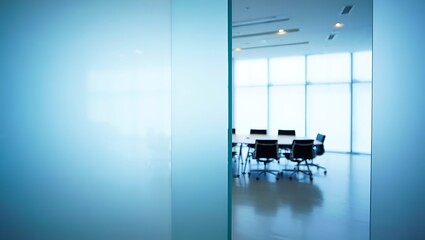 Modern Office Conference Room Interior with Glass Partition and Natural Light