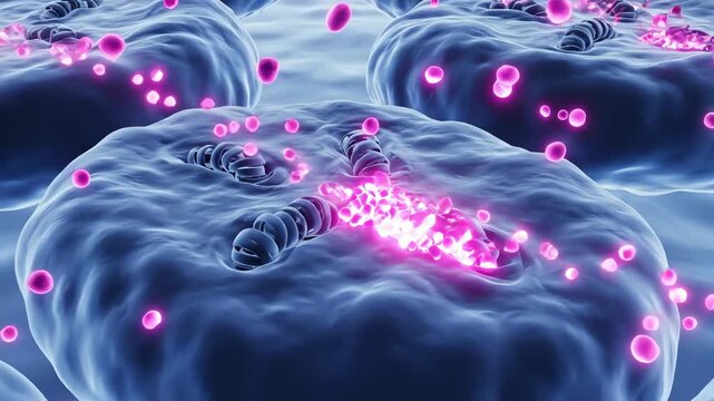 Iodine uptake, glowing iodine particles entering follicular cells through sodium-iodide symporters