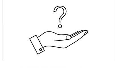 Hand Holding Question Mark Icon. Problem Solving, Inquiry, and Support Line Art Vector.