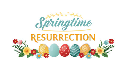 Springtime resurrection with decorated easter eggs and flowers a celebration of renewal and new beginnings