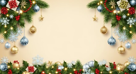 Festive christmas decoration scene with ornaments and lights celebratory atmosphere holiday background cheerful vibe colorful viewpoint for seasonal cheer and holiday spirit