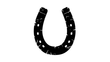 Naklejka premium Distressed horseshoe icon weathered black metal texture good luck symbol vintage style lucky charm success emblem rustic design element