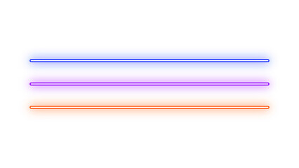 Vibrant Neon Horizontal Frame with White Lines on Transparent Background