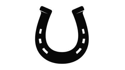 A sleek black horseshoe vector graphic isolated on a pristine white background, featuring precise lines and a classic U-shape, ideal for various design projects