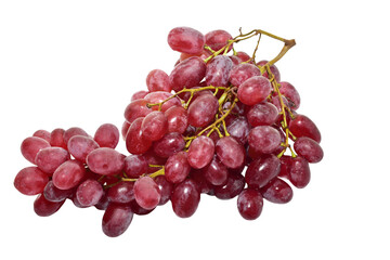 Large bunch of pink grapes isolated on PNG background.