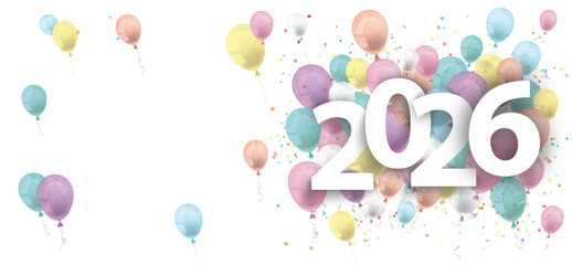 2026 Luftballons in Pastellfarben Banner