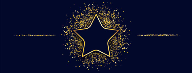 Golden Confetti Star Emblem Blue Header