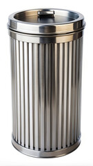 Modern stainless steel trash can with lid, isolated on white