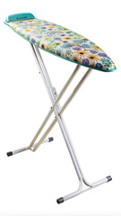 Colorful floral ironing board with turquoise iron rest household
