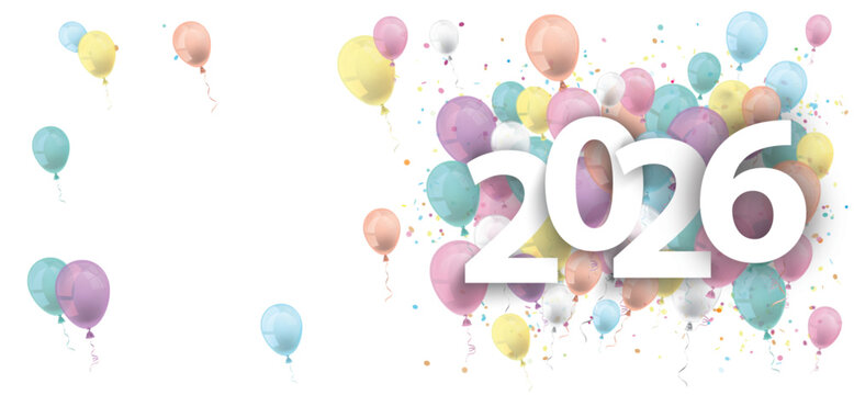 2026 Luftballons in Pastellfarben Banner
