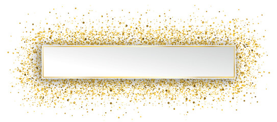 Long Golden Paper Banner Golden Confetti Particles