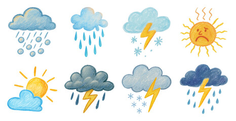 Obraz premium Colorful weather icons collection