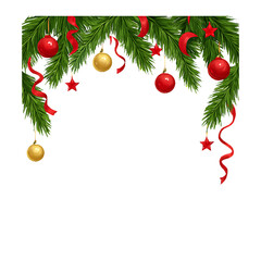 christmas background with christmas tree and balls