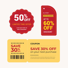 Elegant modern coupons with clean and clear offer buy one get one, BOGO voucher, coupon code, premium gift vouchers for business offers, promotional coupons
