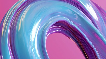 Shimmering iridescent neon waves with pastel pink and blue tones creating a soft futuristic abstract background perfect for elegant digital designs.