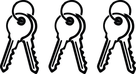 key black line icon three set vector design illustration