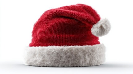 Festive Santa Hat: A classic Santa hat, with its traditional red felt and fluffy white trim, sits in anticipation of holiday festivities.