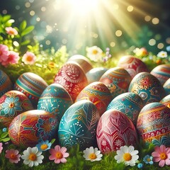 Ein Foto von einer sch&ouml;nen Dekoration mit Ostereiern