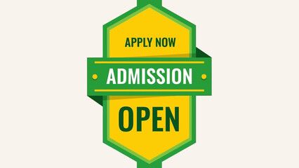 Green and yellow vector badge announcing open school admissions and new student applications for the 2026-2027 academic year