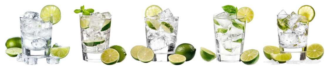 Fototapeta premium PNG Gin and tonic cocktail lime beverage drink, transparent background