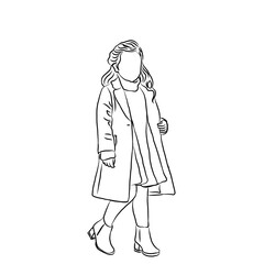 Line Art of a Child in Coat and Boots
​
