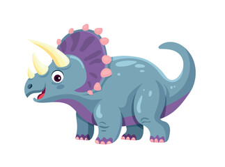 Fototapeta premium Triceratops dinosaur. Flat vector clipart, illustration with isolated background.
