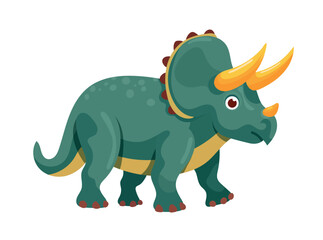 Fototapeta premium Triceratops dinosaur. Flat vector clipart, illustration with isolated background.