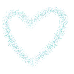 Teal Snowflake Glitter Heart Isolated Without Background