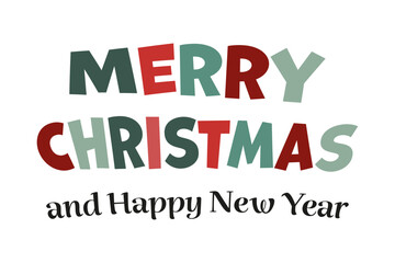 Merry Christmas and Happy New Year - text on transparent background