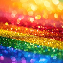 Vibrant rainbow glitter background with bokeh