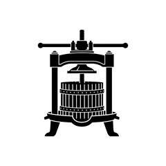 Vintage Grape Press Silhouette Illustration.