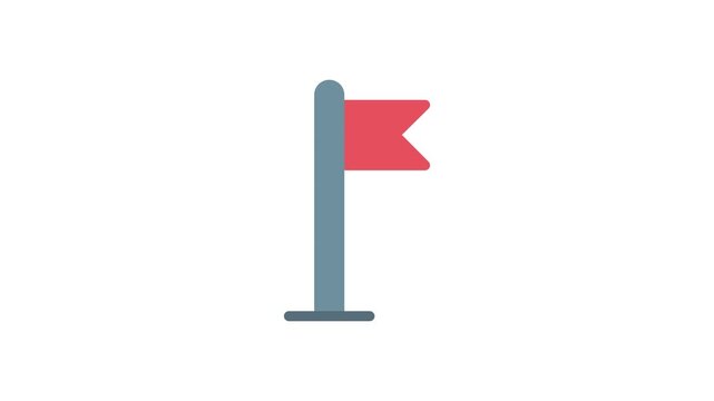 A red flag on a pole set against a solid black background, emphasizing the flag's vibrant color.