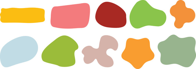 Vector collection of black liquid shapes and ink blobs. Irregular organic spots for modern minimalist design. Cow print or dalmatian pattern. Amorphous graphic elements.