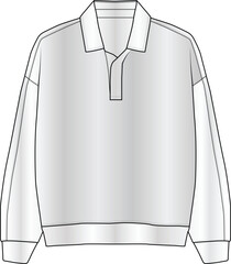 Men's Polo Shirt Long Sleeve Quarter Half batton Polo Collar Sweater vector Template