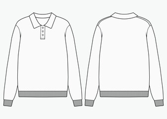 Men's Polo Shirt Long Sleeve Quarter Half batton Polo Collar Sweater vector Template