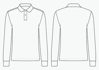 Men's Polo Shirt Long Sleeve Quarter Half batton Polo Collar Sweater vector Template