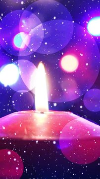 video, candela, fiamma, nevicata, neve, natale, sfondo natalizio, verticale