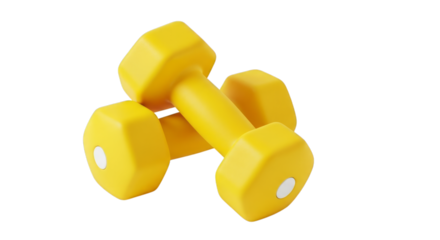 Close up of two dumbbells stacked on top of each other in the studio on transparent background